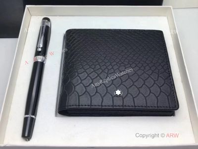 Mont Blanc Replicas Set - Fish scales Style Wallet and Fineliner Pen